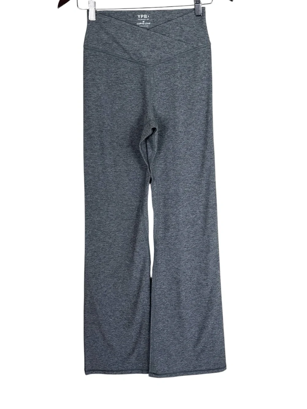 Abercrombie YPB Flare Leggings Sz Medium Crossover Waist Heather Gray Curve Love